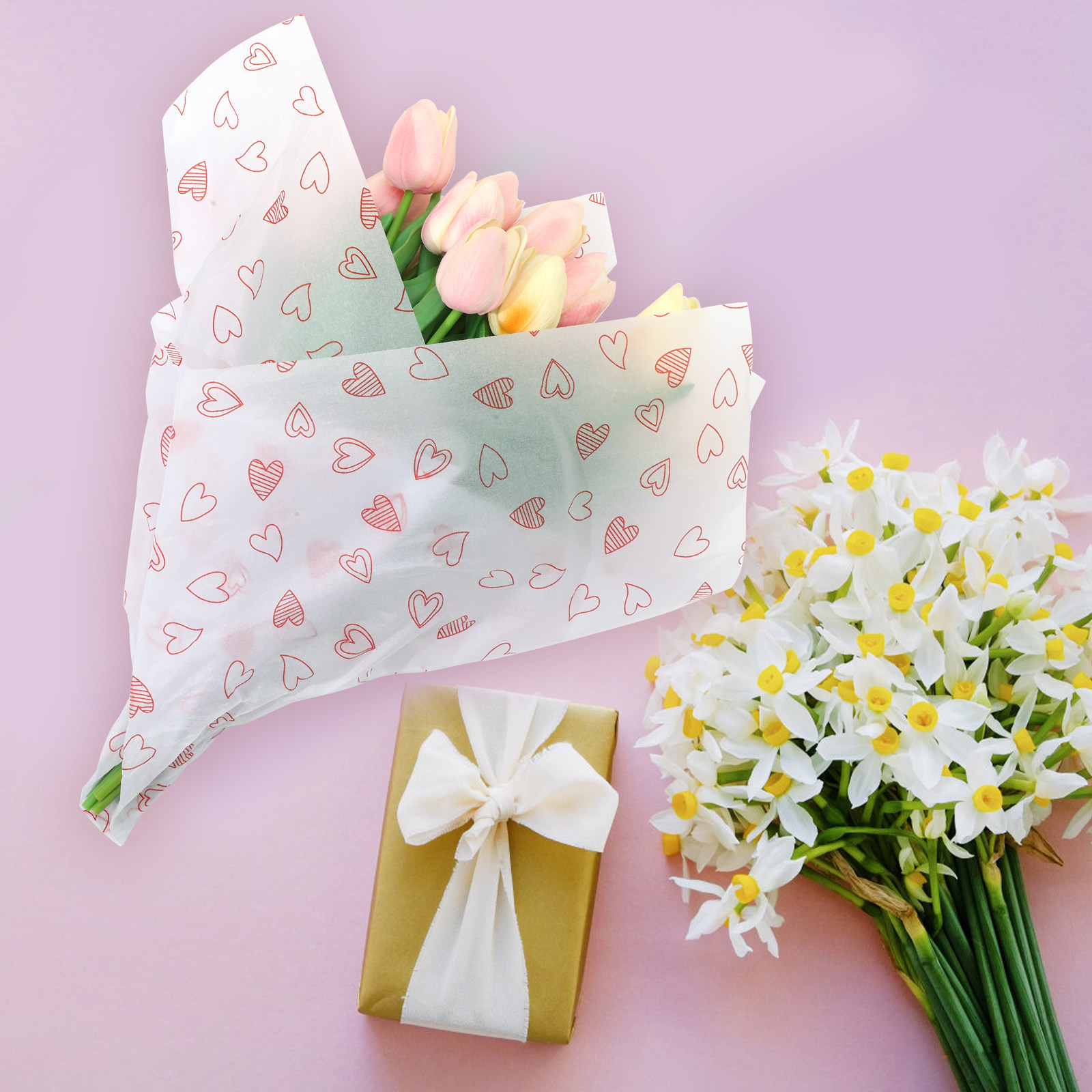 28Sheets Heart Pattern Floral  - đánh giá và giá Pattern Tissue Paper
